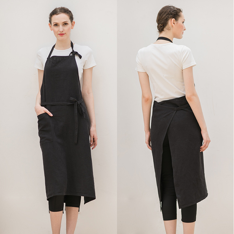 Estilo japonés simple algodón y lino delantal cocina anti-incrustante cintura adulto sin mangas Casa Mono logotipo personalizado