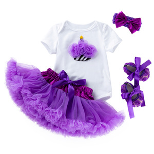 Baby birthday party dresses cartoon Dress Purple puffy skirt Baby dresses birthday princess skirt