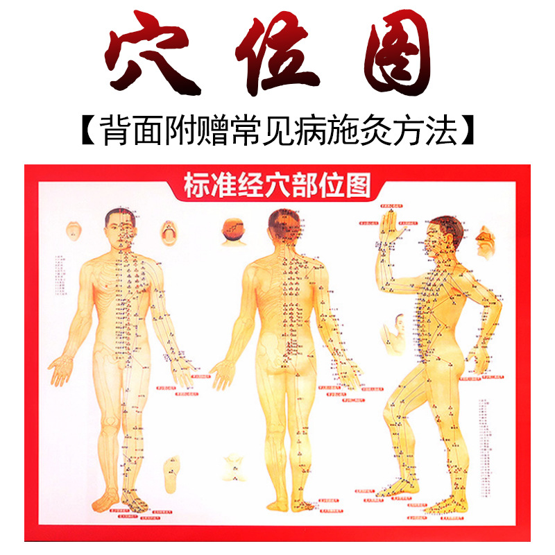 Map of human meridians and acupoints Description of moxibustion book ...