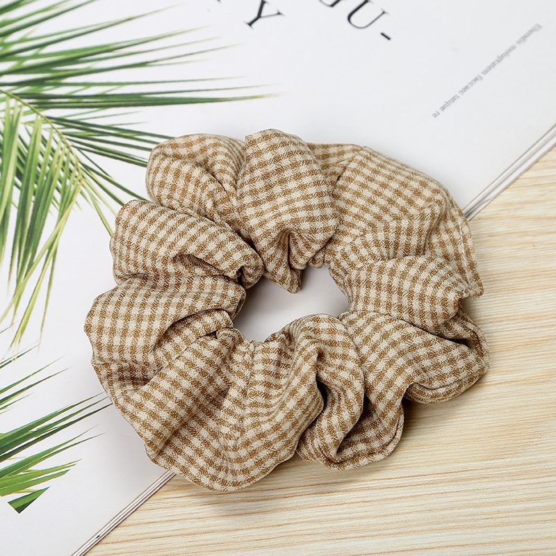 New Korean  Plaid  Fabric  Flower Hair Scrunchies display picture 9