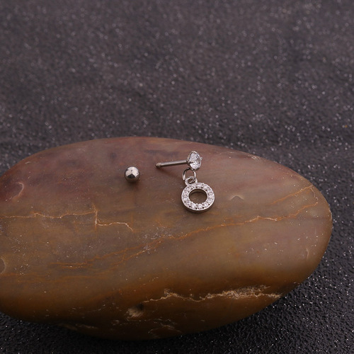 AliExpress hot selling pierced new micro-inlaid zircon earrings stainless steel ear bone earrings European and American foreign trade body jewelry