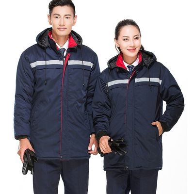 厂家直销石油中石化加油站工作棉衣服 加厚防寒防静电冬季劳保服|ms