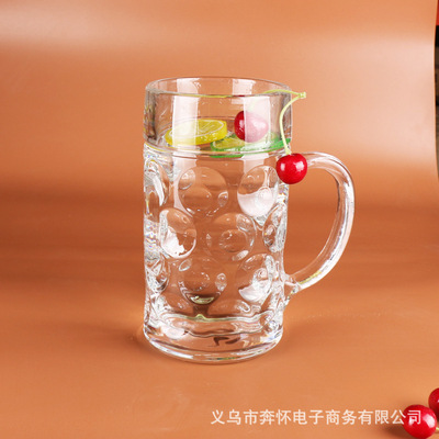 无铅玻璃大容量1升带把啤酒杯1000ml超大扎啤杯现货供应批发零售