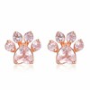 Fashionable hands and feet prints, crystal, zirconium, golden earrings, accessory, pink gold, European style