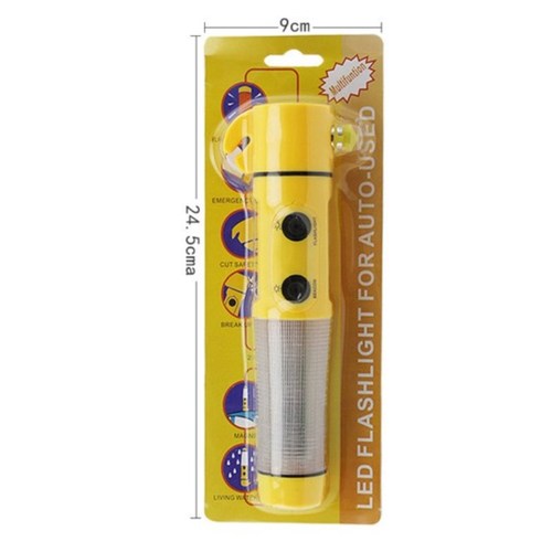 New multi-functional strong light flashlight, life-saving escape hammer, four-in-one safety hammer for automobiles, emergency multi-function