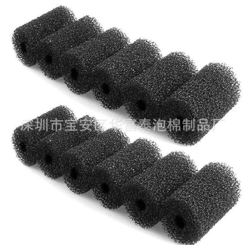 黑色圆柱形海绵柱子 爆破海绵空气过滤异形加工 聚氨酯海绵
