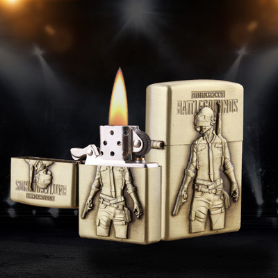 创意防风金属绝地求生游戏打火机青铜浮雕煤油打火机批发6249A|ms