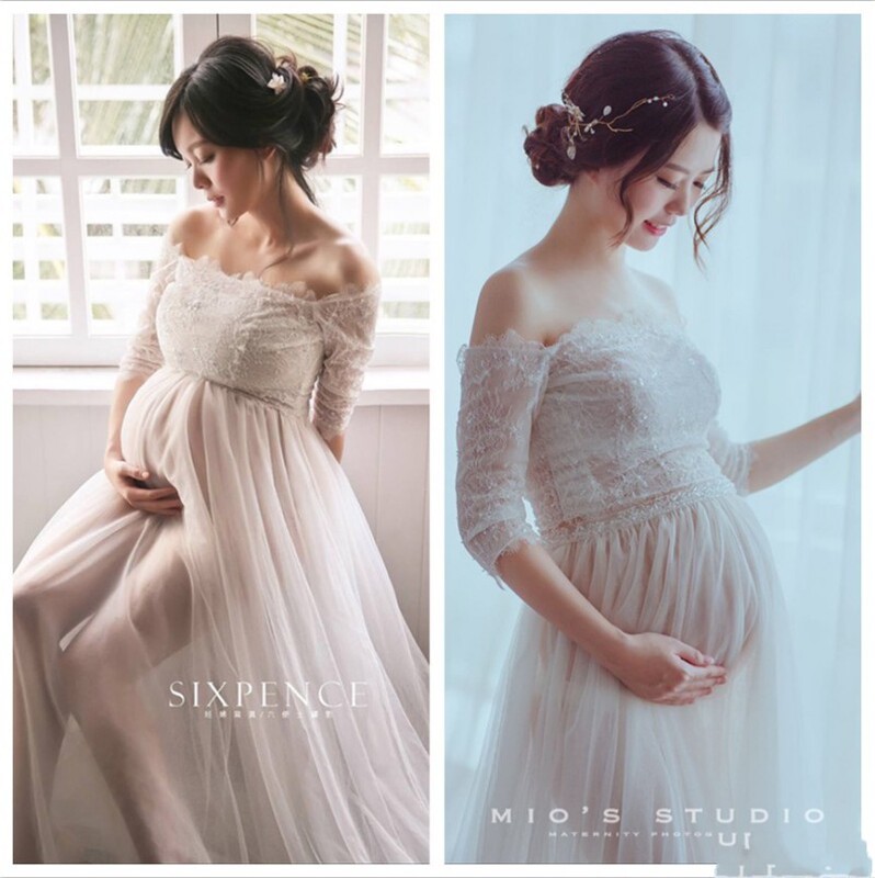 New Studio pregnant women Photo clothing white gauze dress fashion mummy pregnant women Photo photography clothing Art Photo Photo Photo Clothing