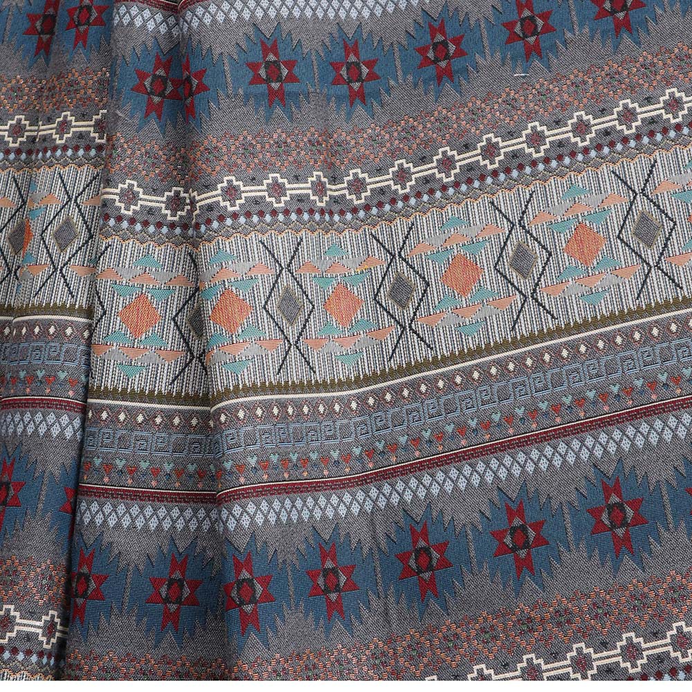 厂家直销羊绒纱面料色织提花布 民族风箱包鞋材提花面料现货供应