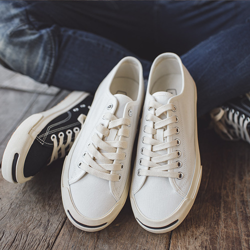 Open smile canvas shoes for women summer new shoes ins versatile casual flat bottom trendy shoes niche couple black sneakers