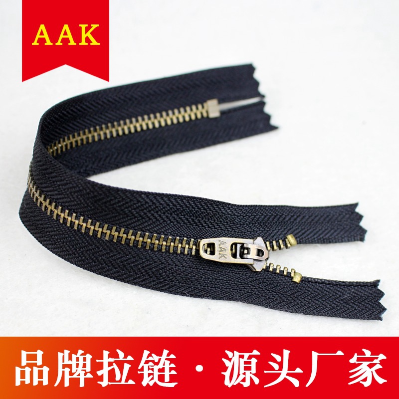 热销推荐 3#古铜闭尾AAK拉链 3号金属拉链 牛仔裤金属订拉链做