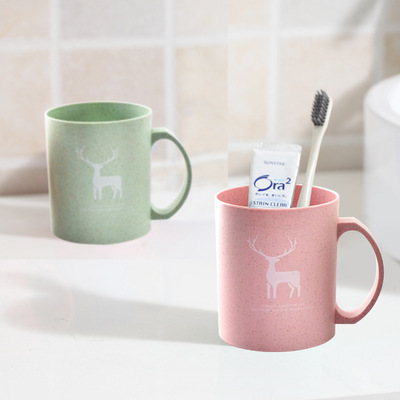 儿童时尚可爱麦香口杯秸秆高档水杯塑料漱口杯小麦洗漱杯刷牙杯|ru