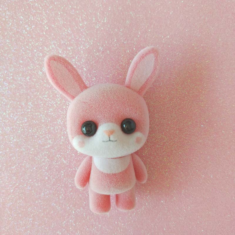 Japonés lindo pequeño animal flocado muñeca de juguete decoración japonés escritorio lindo regalo de la decoración de la joyería