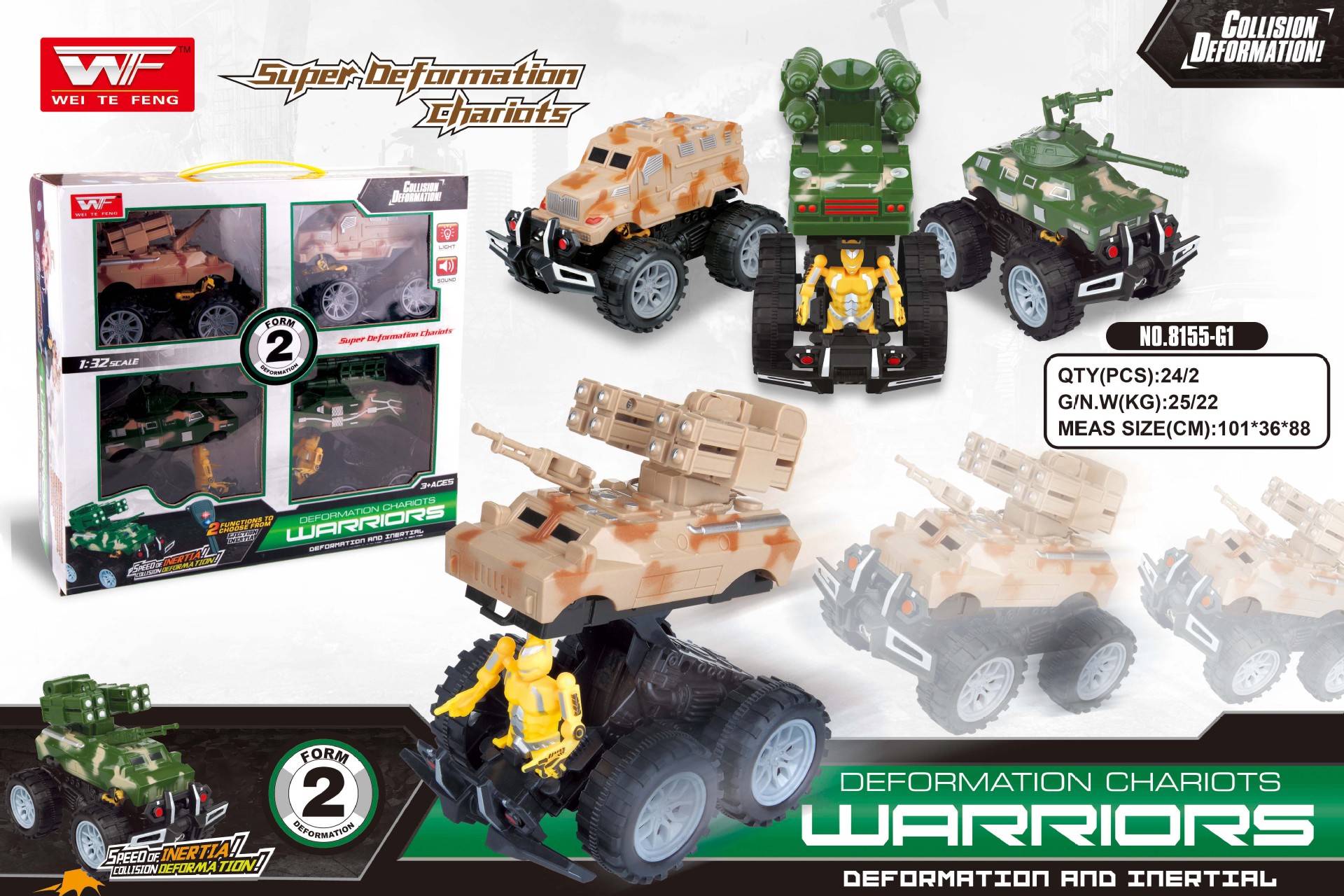 慣性碰撞變形軍事車 變形車 坦克軍事車 大盒套裝車 熱賣産品