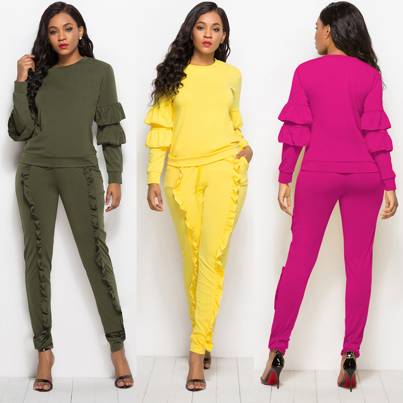 fashion stitching long-sleeved  jumpsuit NSLM33242