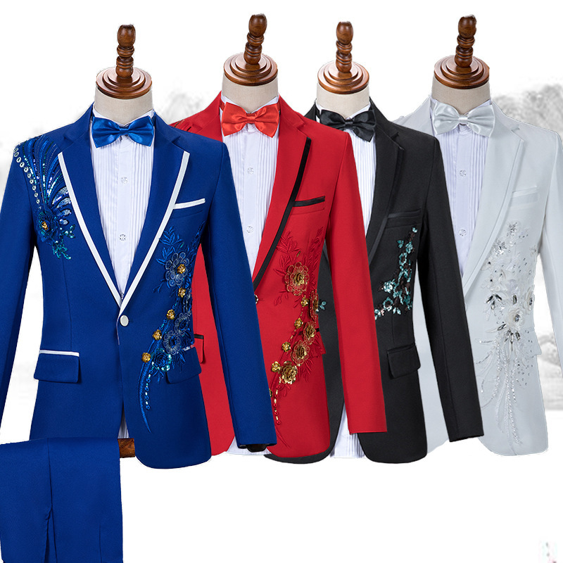 Costume sequined suit suit stage chorus men's dress singer host costume men's adult suit