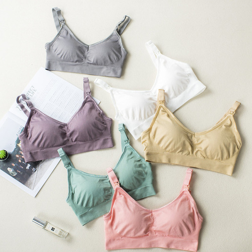  maternity postpartum plus-size nursing bra with snap fasteners, wire-free breastfeeding bra