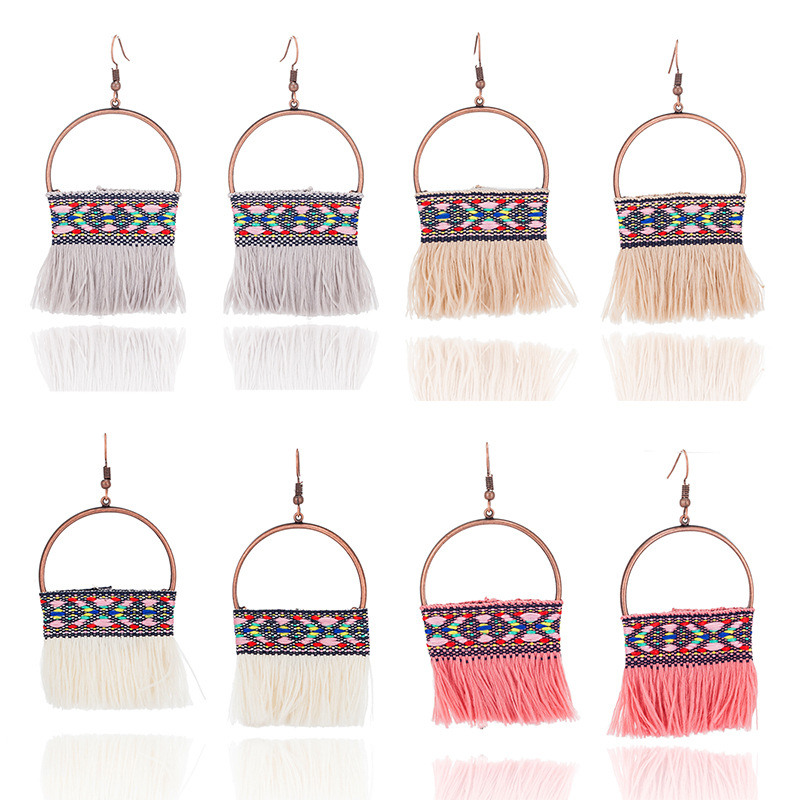 Bohemian Colorful Long Tassel Earrings display picture 11