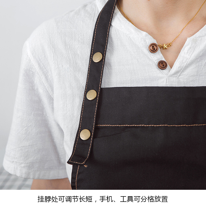 Estilo coreano moda impreso delantal tienda de frutas café leche tienda de té tienda de postres supermercado estudio delantal logotipo personalizable