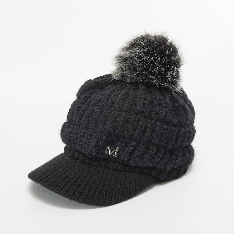 Knitted Visor Beanie Hat For Women Warm Thickened Winter Hat_voghion.com