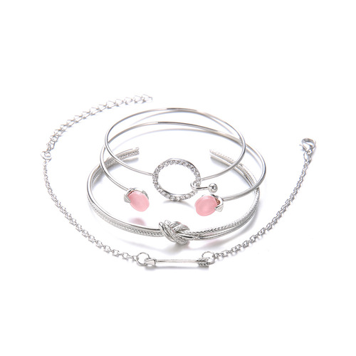 European and American simple style simple female personality knotted ring circle diamond arrow bracelet bracelet four-piece set bracelet