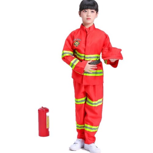 Firefighter costumes children's professional experience fire performance costumes Halloween role-playing little firefighter costumes