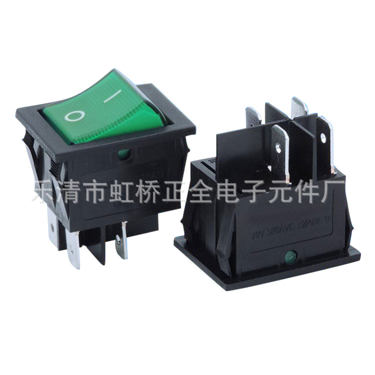 直销大KCD4带灯船型开关四脚大电流双卡位机器电源开关翘板开关
