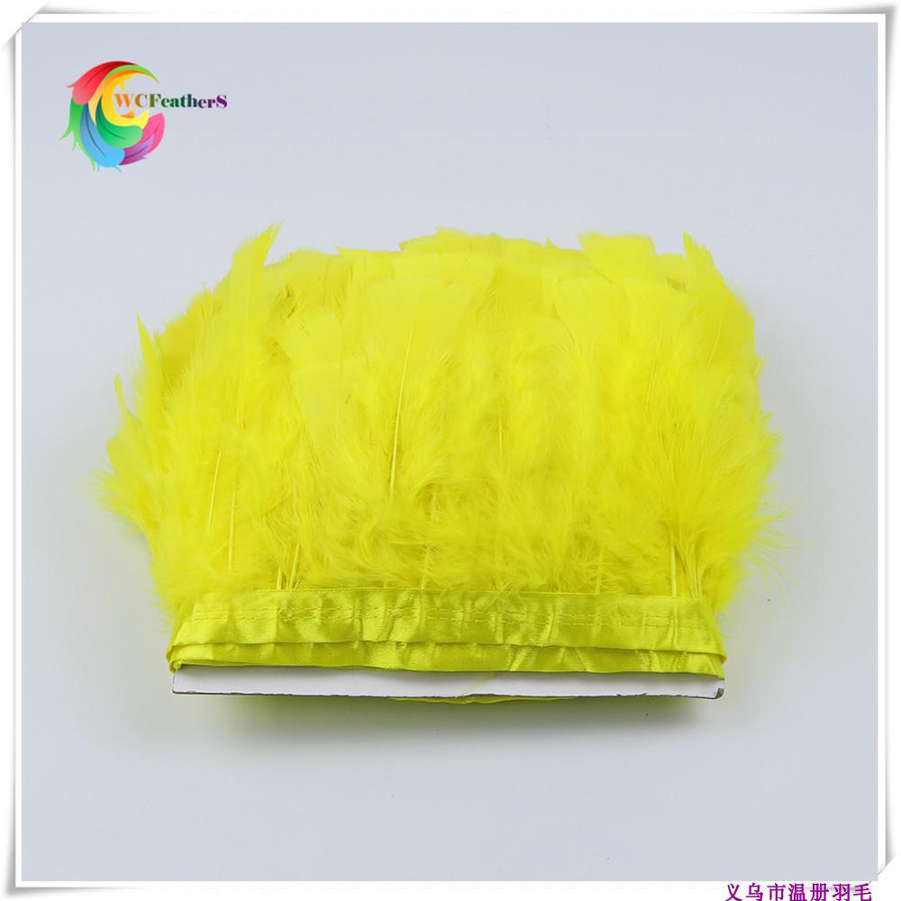 DIY配件羽毛大头片火鸡毛平板羽毛花边布带12-16cm1件一米黄色