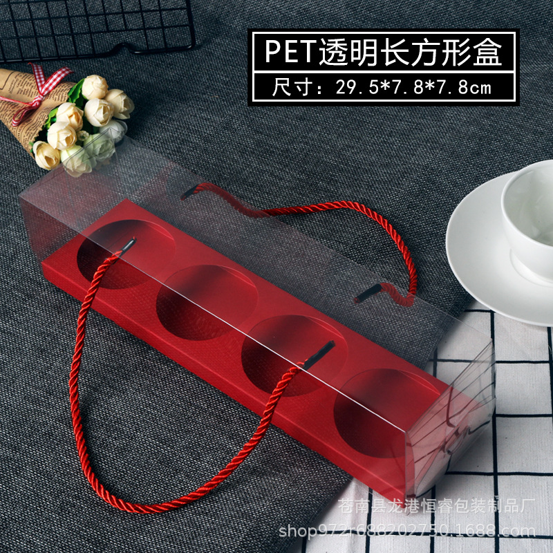 Transparente para mascotas protección del medio ambiente nieve meiniang occidental para hornear caja portátil yema de huevo caja de embalaje crujiente caja de embalaje de frijol verde caja de la ampolla de la torta