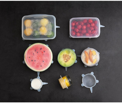 现货硅胶保鲜盖六件套可拉伸多功能万能水果食品级密封保鲜碗盖|ms