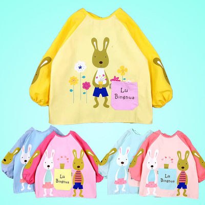 长袖儿童罩衣 宝宝防水反穿衣 吃饭兜围裙儿童卡通罩衣6个月-6岁|ms