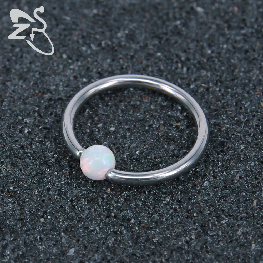 316L Stainless Steel Nose Ring Clip Ball for Women Men - AB White Opal Nose Stud Piercing Jewelry detail image 4