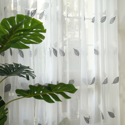 Embroidery yarn Manufactor Direct selling Korean Edition modern Like a breath of fresh air grey white Window gauze Fabric wholesale Engineering yarn