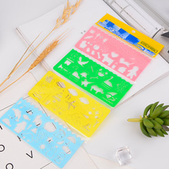 Wholesale Cartoon Doodle Ruler Children's Drawing Template Korean Creative Stationery Primary School Children's Drawing Template Ruler Stationery