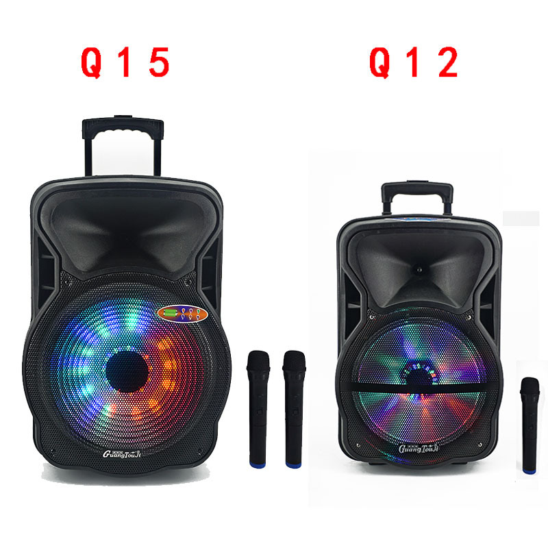 厂家直销 彩灯15寸带蓝牙户外移动拉杆电瓶音响 广场舞大功率音箱详情图3