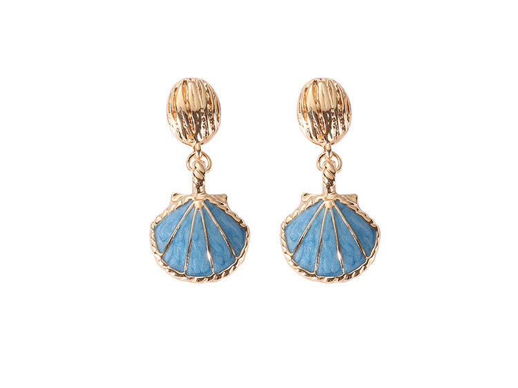 Plating Design 1 Pair Simple Style Shell Plating Alloy Drop Earrings