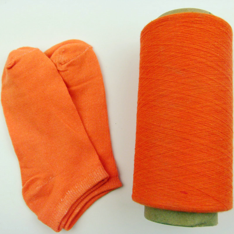 厂家直销橘红色 拖把合股棉纱毛线 袜子纱线量大从优批发