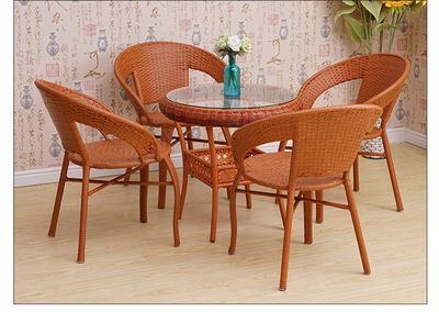 。阳台小茶几藤椅三简约件套休闲座椅户外庭院桌椅腾椅圆桌椅子组|ru