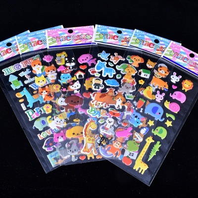 children Cartoon three-dimensional Bubble Sticker child Reward Puzzle Stickers Cartoon comic PVC Paste painting wholesale