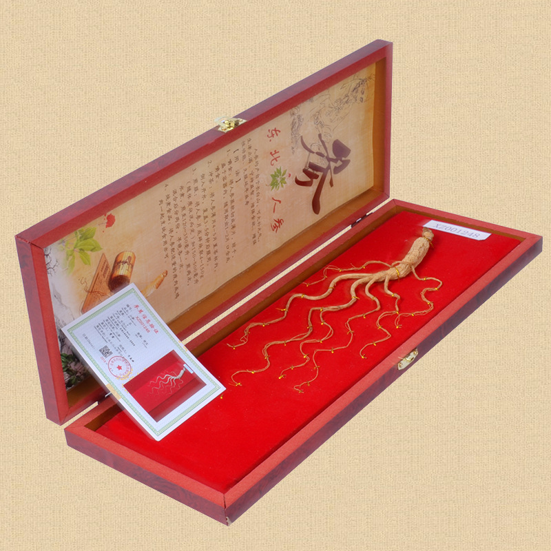 厂家批发定制东北长白山林下山参礼盒 高档实木会销野山参礼盒