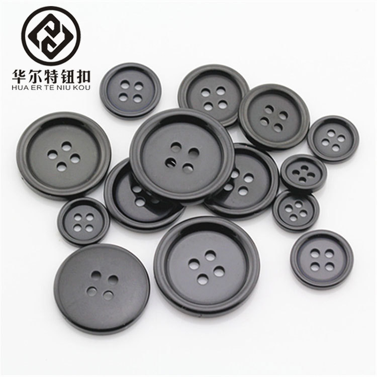 厂家直销细边黑色纽扣 四眼树脂细边扣 男士衬衫扣 缝线包纽扣