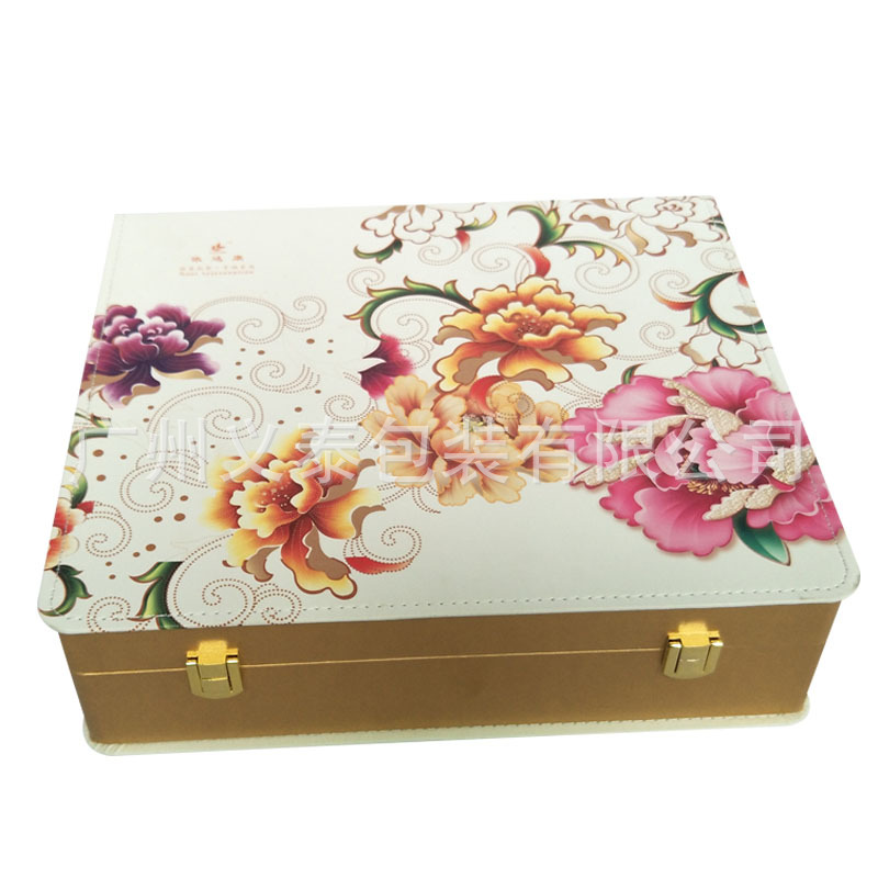 定制高档白色印花化妆品皮盒定制 纹绣色料套盒 香水口红包装盒