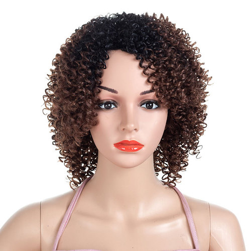 Curly Hair Wigs Wig headgear female gradual high temperature Synthetic wigs headgear African small curl wig