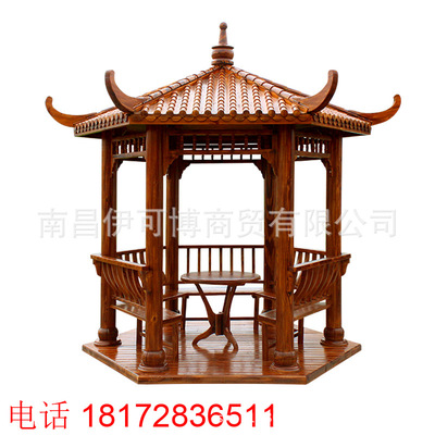 古建凉亭户外实木凉亭防腐木四角六角木亭子仿古木亭