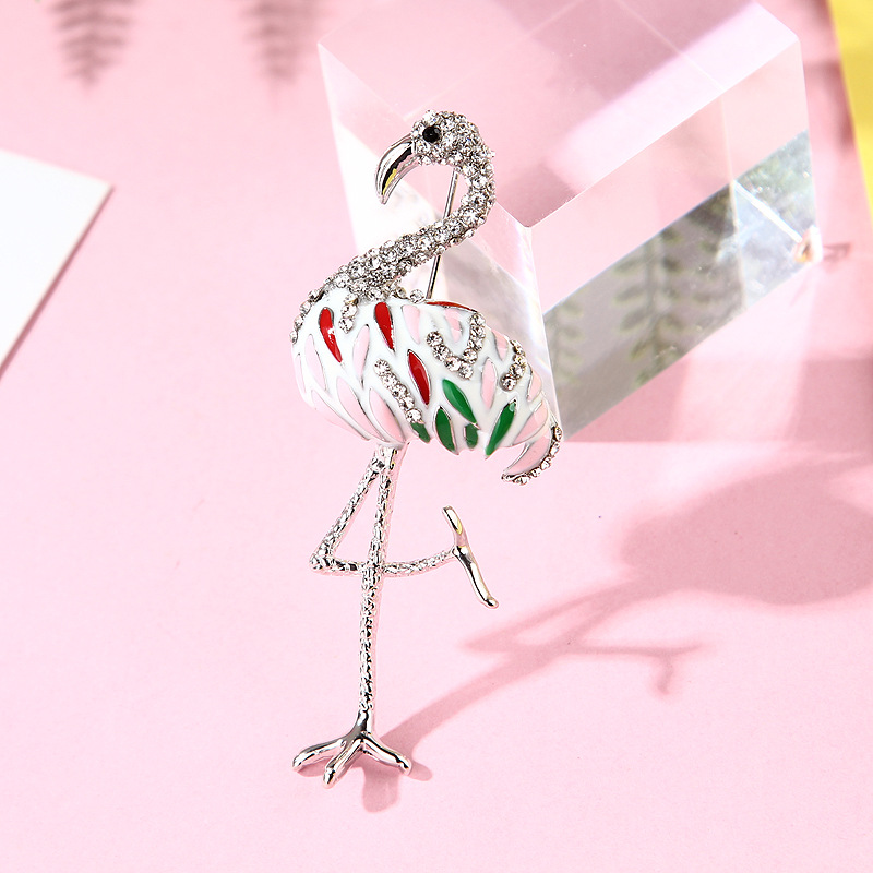 Retro Flamingo Alloy Inlay Artificial Gemstones Women's Brooches display picture 3