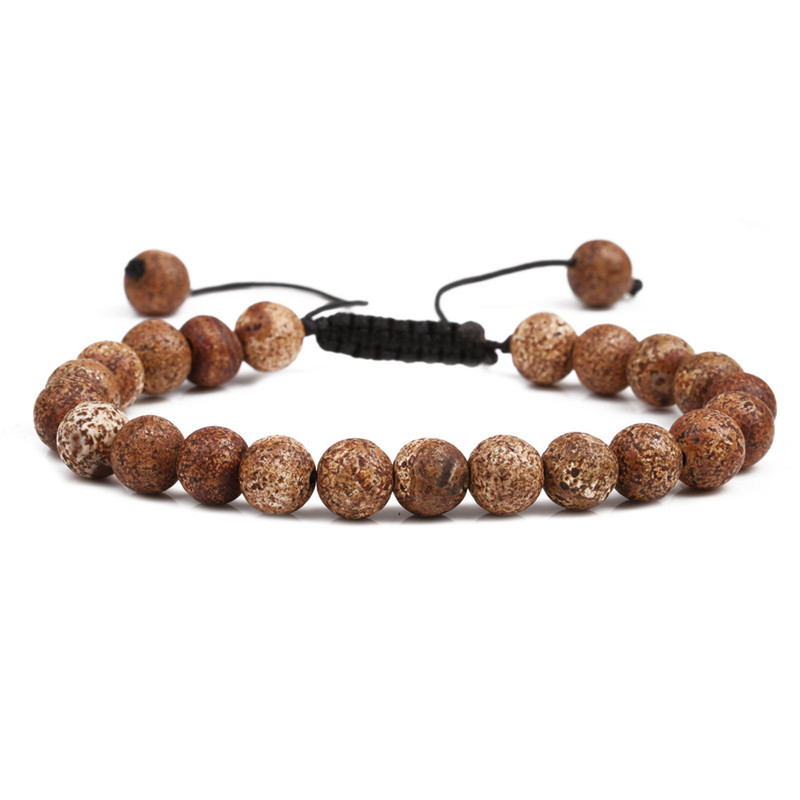 Joyería transfronteriza europea y americana DIY pulsera tejida con cuentas ojo de tigre pulsera de piedra de copo de nieve de pino blanco pulsera de los hombres