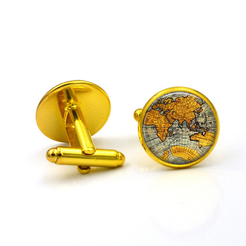 Foreign trade accessories map time gem cufflinks French men's and women's clothing shirt tie clip sleeve buttons