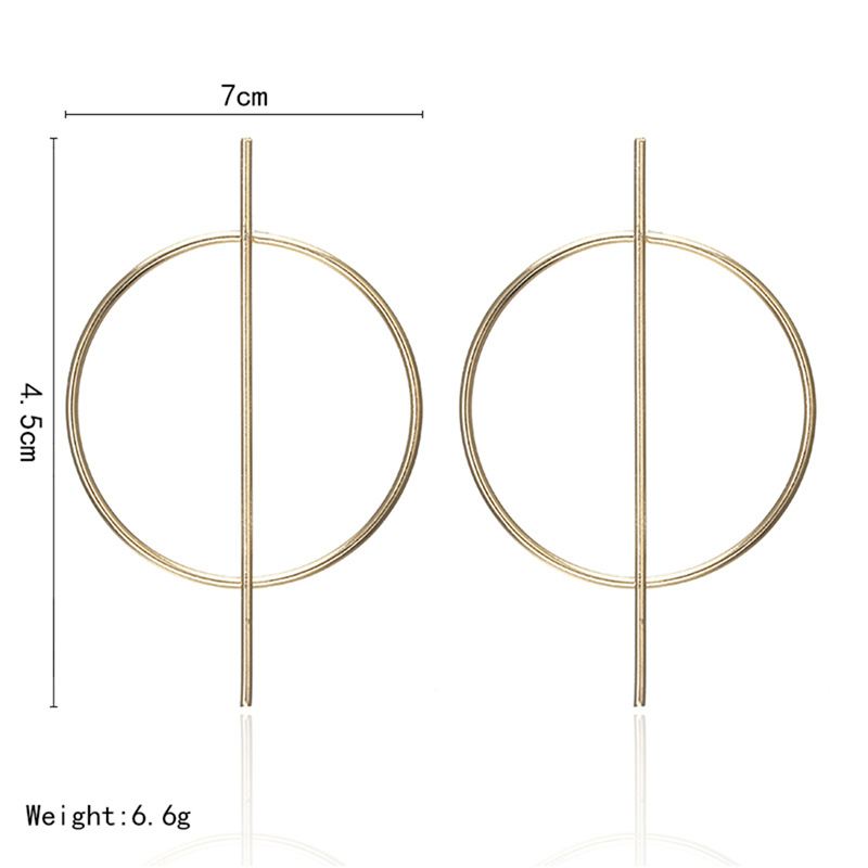  Pendientes grandes de círculo hueco europeos/americanos - Pendientes largos minimalistas, pendientes exagerados, joyería de moda - Venta directa de fábrica