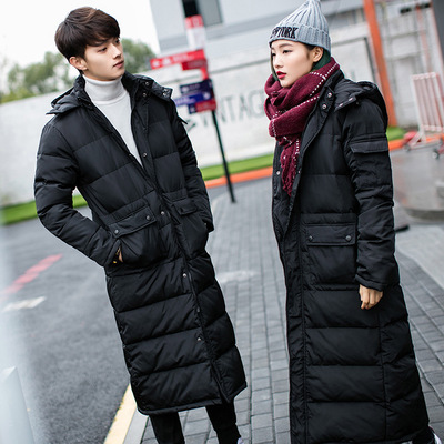 冬季大碼保暖外套情侶長款過膝棉衣加厚冬季棉服男工作服可印logo