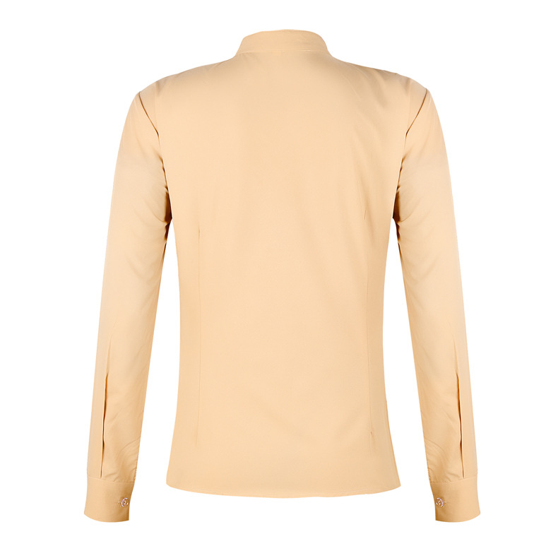 new long-sleeved ruffled V-neck shirt  NSKX18919